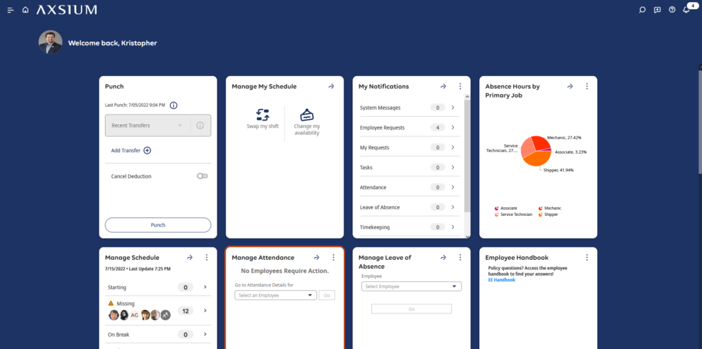 The new Workforce Dimensions home screen